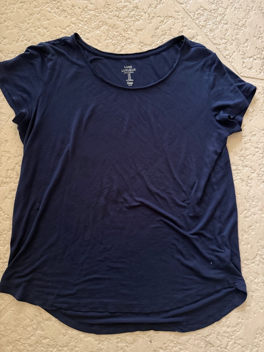 GAP Luxe Navy Short Sleeve Scoop Tee